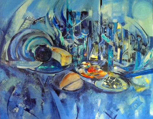 Pintura abstracta en acrílico | Cena en el Espacio | Maricarmen Bigler