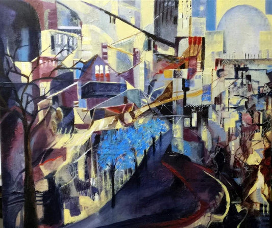Pintura abstracta en acrílico | Recuerdos a Metrópolis | Maricarmen Bigler