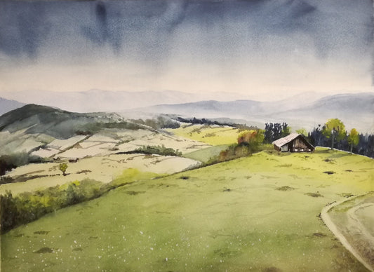 Abstract watercolor painting |Alpine Foothills| Maricarmen Bigler